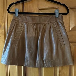 NWT J.Crew Genuine Leather Brown Mini Skirt size 2
